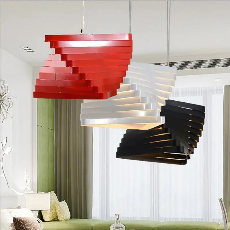 

Modern Brief Creative Designer Black/white/red Iron Shutter Led E27 Pendant Light For Restaurant Living Room Dining Room 1939