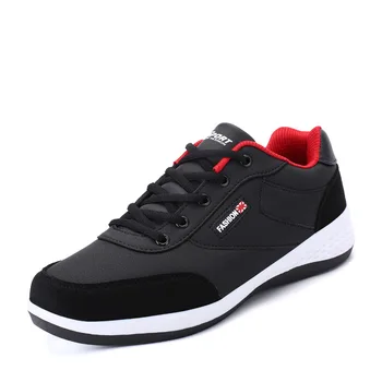 

New 2018 Spring Men Running Shoes New Lace-Up Man Microfiber Leather Shoes Men asual Shoes Black White Outdoor Men's Sneakers