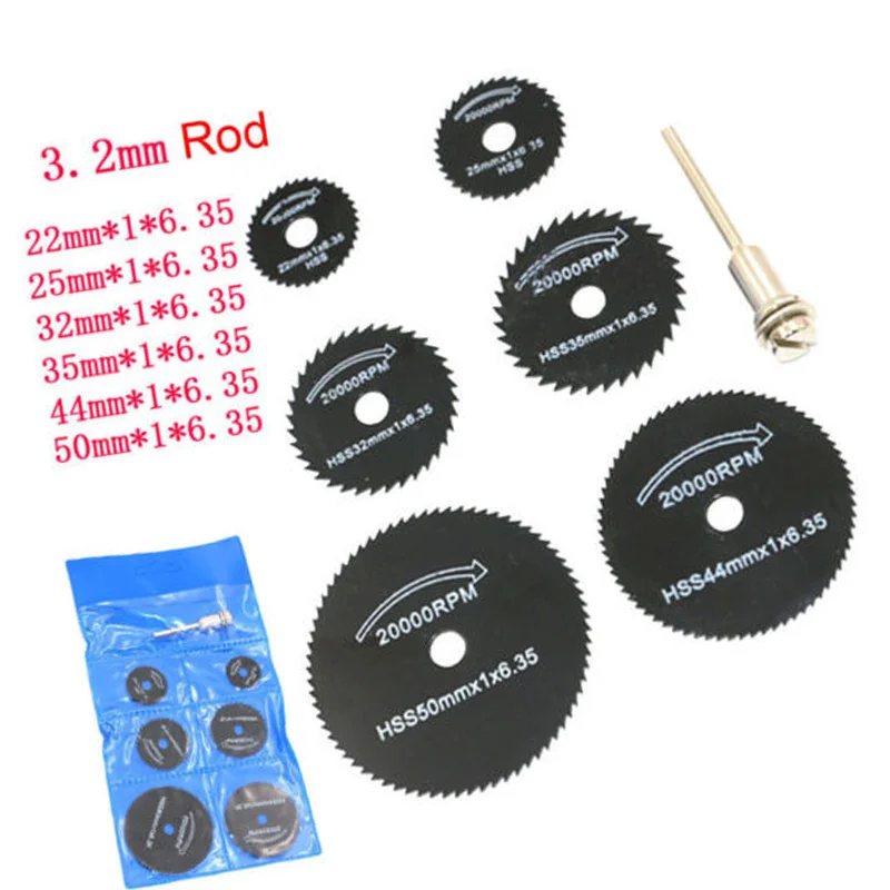 

7 Pcs/ Set 3.2mm HSS Circular Saw Blade Cutting Disc Cut-Off Wheel For Rotary Tools Sets --M25