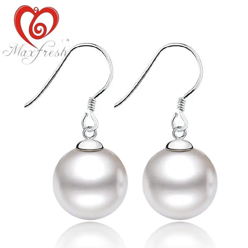 Maxfresh Ball Pearl Earrings 925 Sterling Silver Earings Fashion Jewelry 2017 For Women | Украшения и аксессуары