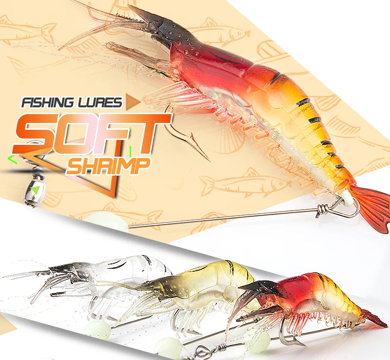 Shrimp Soft Lure 9cm6g Fishing Artificial Bait With Glow Hook Swivels Anzois Para Pesca Sabiki Rigs Fishing Lure (2)