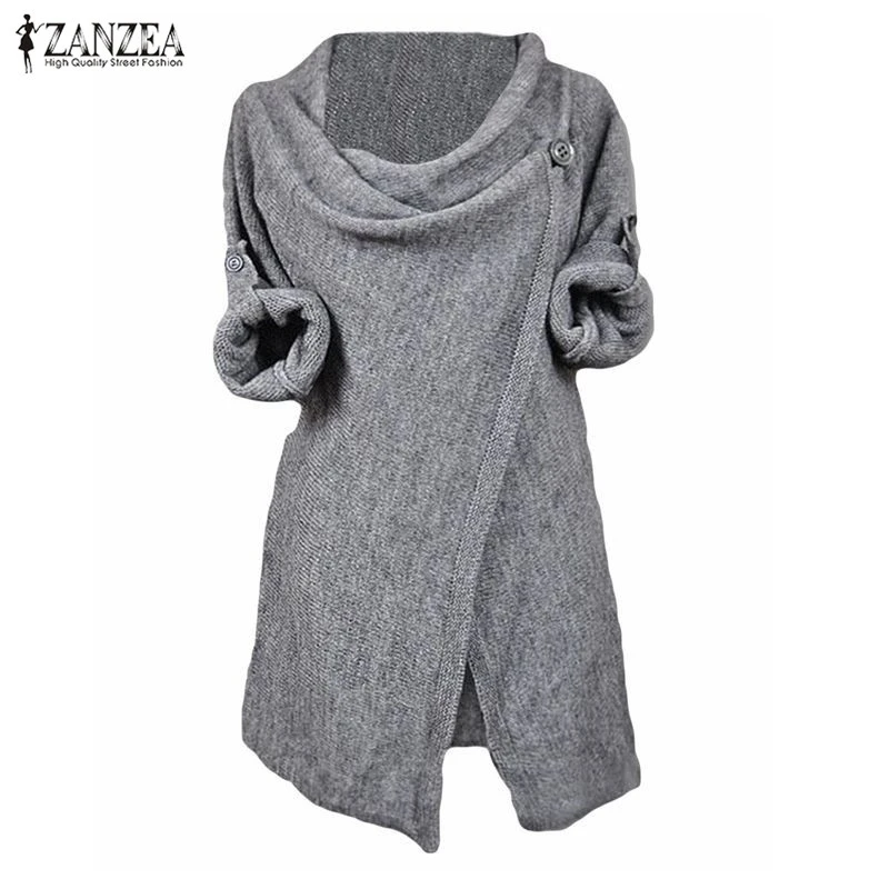 Acheter Surdimensionné 2018 Automne Femmes Lâche Occasionnel Tricoté Blouses Chemises À Manches Longues O Cou Pulls Tops Plus La Taille Outwear Cardigan