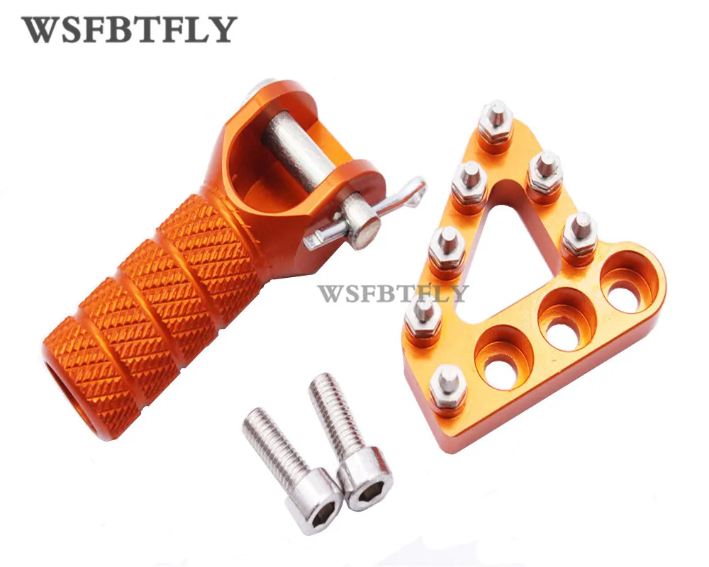 Orange CNC Rear Brake Pedal Step Plate + Gear Shifter Shift Lever Tip