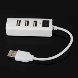 ETCS-Горячая продажа USB 2,0 концентратор, 4 порта, с переключателем вкл/выкл высокоскоростной 480 Мбит/с ноутбук Белый Новый