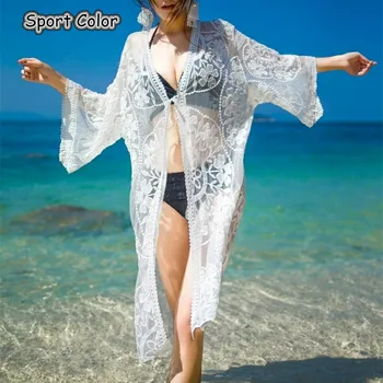 

Europe Sexy Women Tunic Swimsuit Bikinis Smock Cover Up Holiday Blouse Pareo Sun Protect Beach Dress Swimwear Smock Sarongs