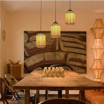 

Cylindrical Tiffany Pendant Lights E27 Led Chinese Retro Three-headed Classical Restaurant Kitchen Bar Cafe Corridor Bay Window