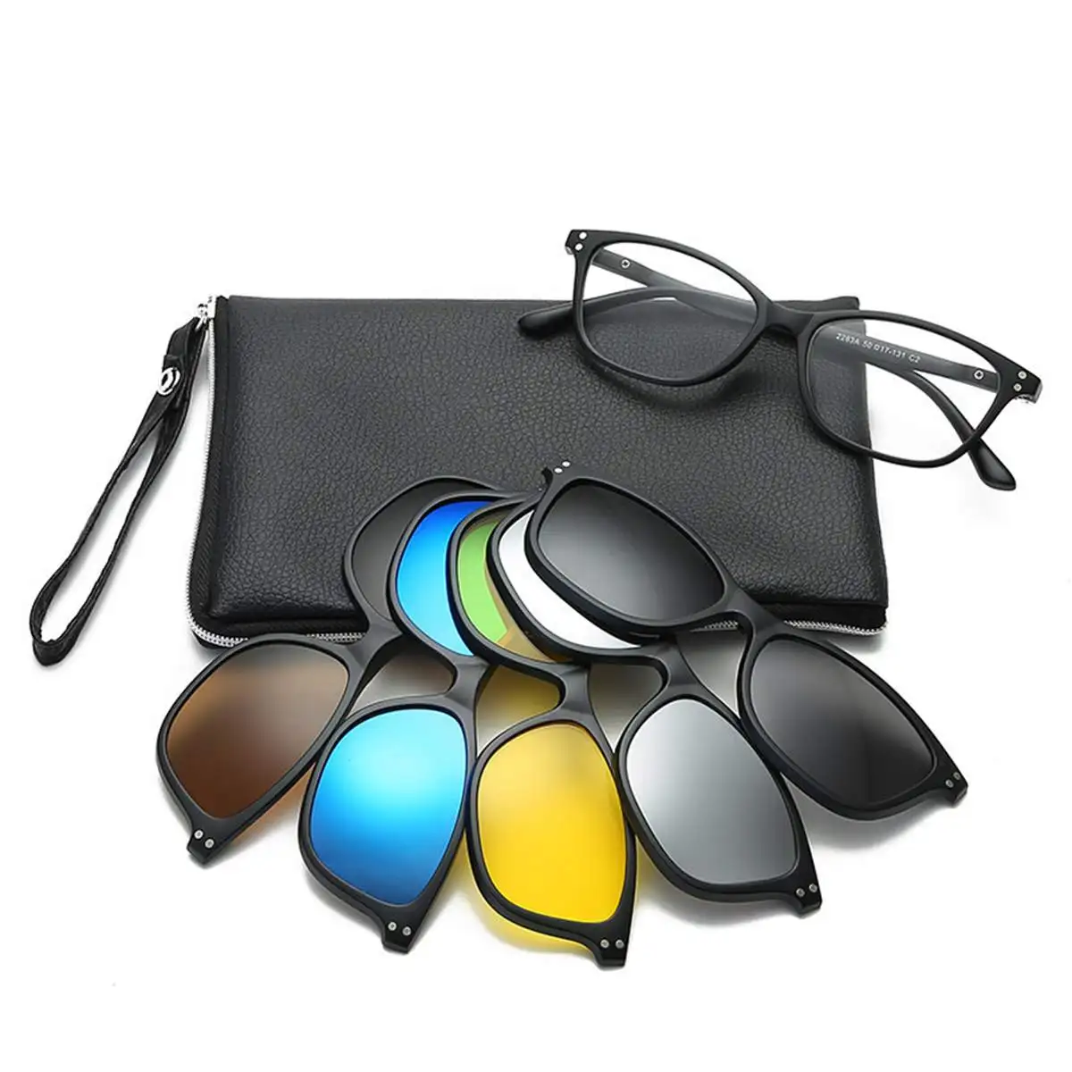 6 IN 1 Night Vision Glasses Polarized Sunglasses Retro Frame Eyewear Night Vision Driving Optical Glasses With Carry Bag 2230A