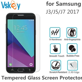 

VSKEY 100pcs 2.5D Tempered Glass for Samsung Galaxy J3 2017 J5 2017 J7 2017 Screen Protector J320/J520/J720 Protective Film