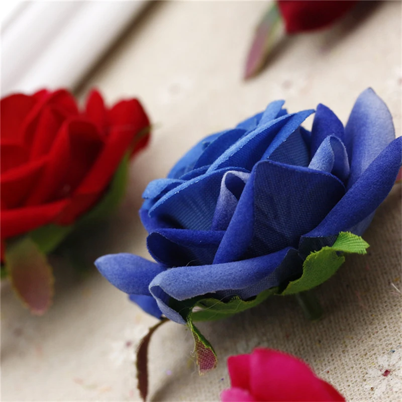 Decoration 6 pcs 6cm Rose Artificial Flower Velvet Flowers Head for Wedding Decoration Scrapbooking DIY Wreaths Craft Flores,Q