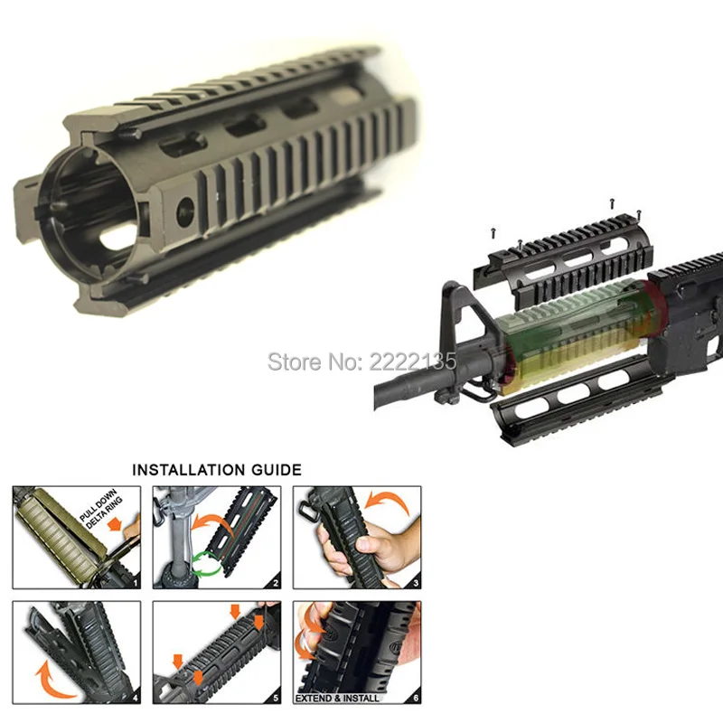 Тактический AR-15 M4 винтовка Карабин Длина 6," ствольная накладка Пикатинни Quad Rail-черный для охоты стрельбы