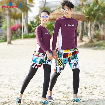 

3pc Womens Long Sleeve Rashguard Shirt Leggings Full Body Swim Suit UV Rash Guard Tops Swimwear Sun Protection UPF50+ Couple Men