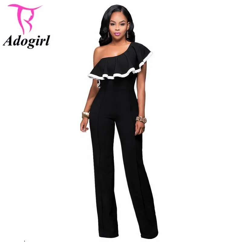 Black Ruffle New Design Autumn And Winter Long Loose Elegant Jumpsuits