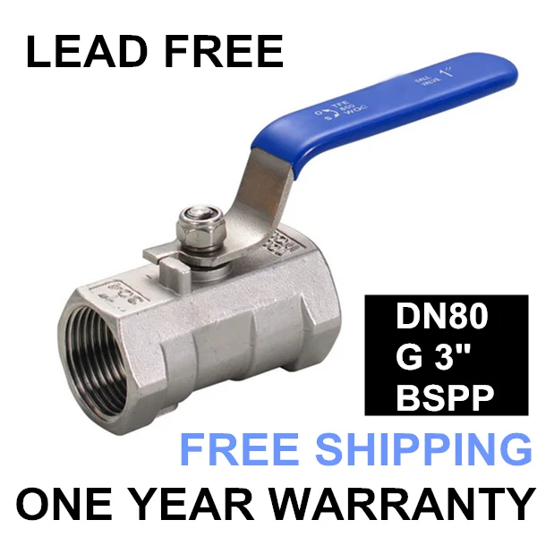 

DN80 G 3" Size Female Reducer Ports 304 Stainless Steel one-piece Ball Valve