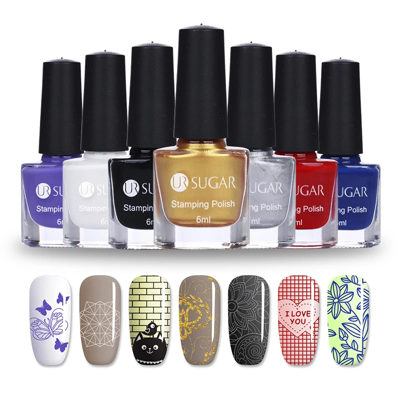 

UR SUGAR Nail Stamping Polish 6ml Colorful Nail Art Varnish Manicure Nail Art Printing Polish for DIY Stamping Nails