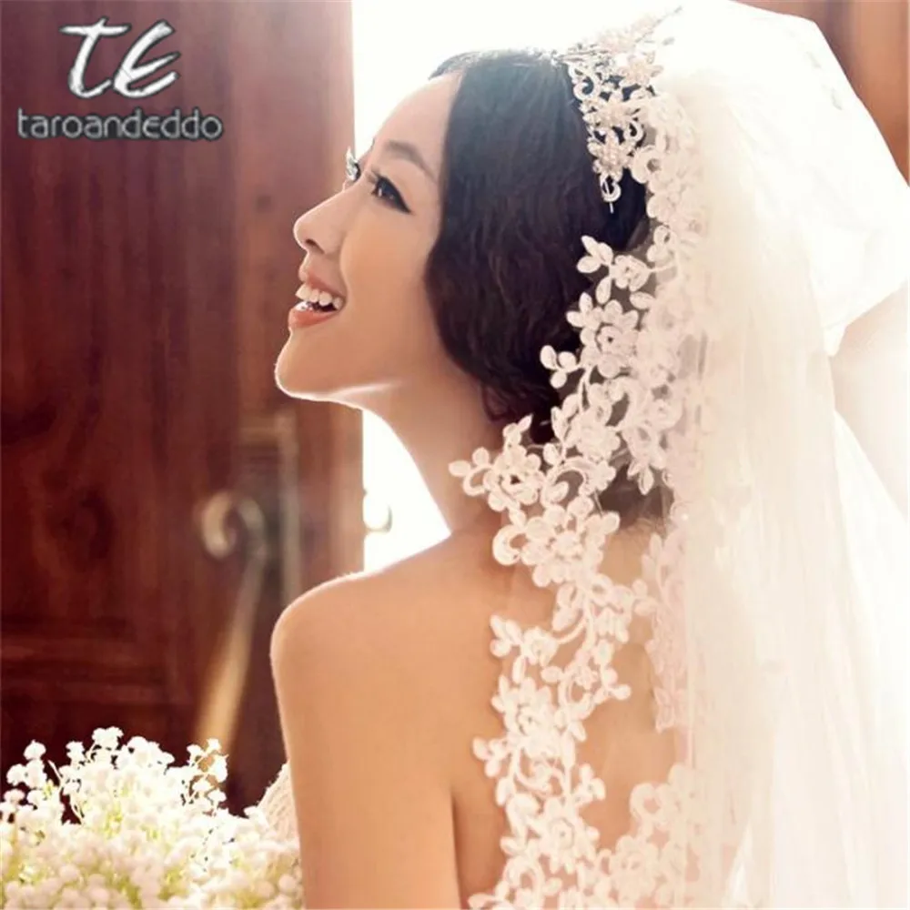 Wedding Veil 3M With Comb Lace Beads Mantilla Bridal Veil Wedding Accessories 