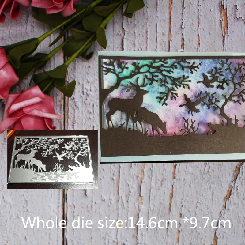 

landscape deer bird Metal steel frames Cutting Dies stencils For DIY Scrap booking Photo Album Embossing paper Cards 14.6*9.7cm
