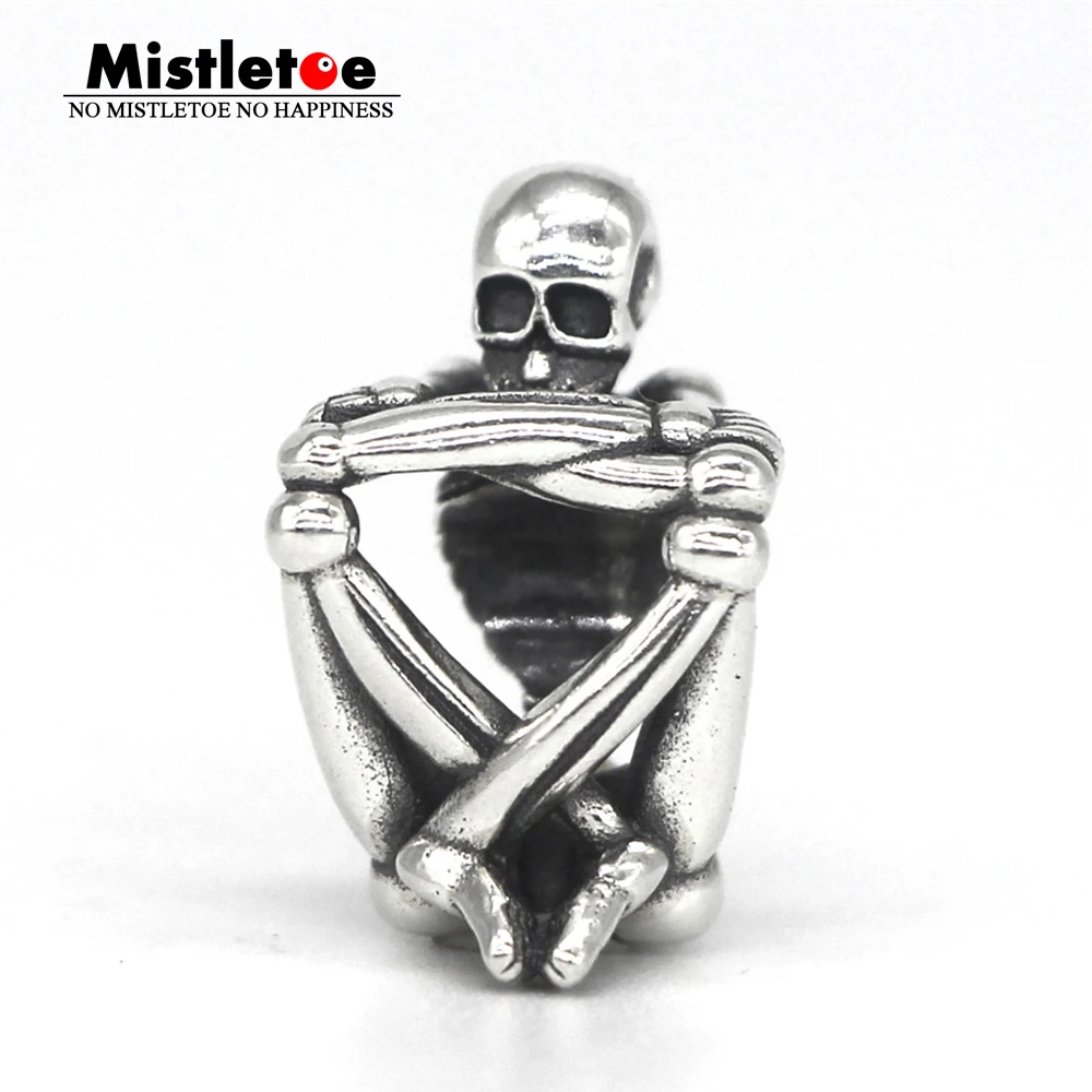 

Mistletoe Genuine 925 Sterling Silver Skeleton Spirit Charm Bead Fit European Troll Bracelet Jewelry