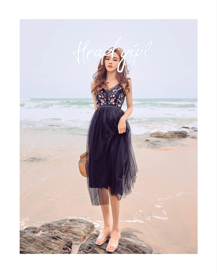 DROWYD летнее пляжное платье с цветочной вышивкой на бретелях, сексуальное платье миди, женское платье в стиле бохо с открытой спиной без рукавов, праздничные платья Vestidos