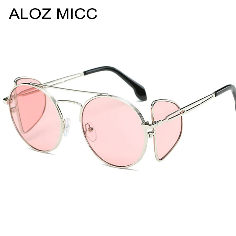 

ALOZ MICC Women Steampunk Sunglasses Classic Brand Metal Cool Sun Glasses Reflective lens Alloy Legs Eyeware UV400 Q58