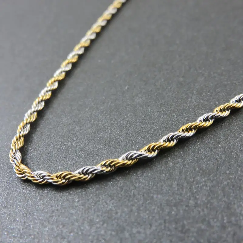 50 см золотого цвета+ серебро из нержавеющей стали ожерелье с закрученной цепью для женщин модные ювелирные изделия из нержавеющей стали