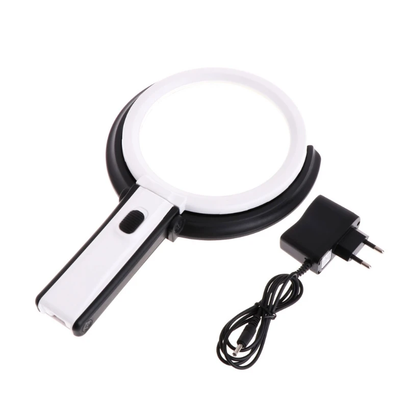 

1.8X 5X Table Lamp Magnifier Glass 130mm with 12 LED Lighting and EU Power Charger