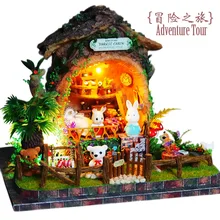 B003 DIY кукольная Миниатюра ручной работы miniaturas Кукольный дом деревянный casa de Boneca с куклами для подарки на день рождения-приключенческий тур