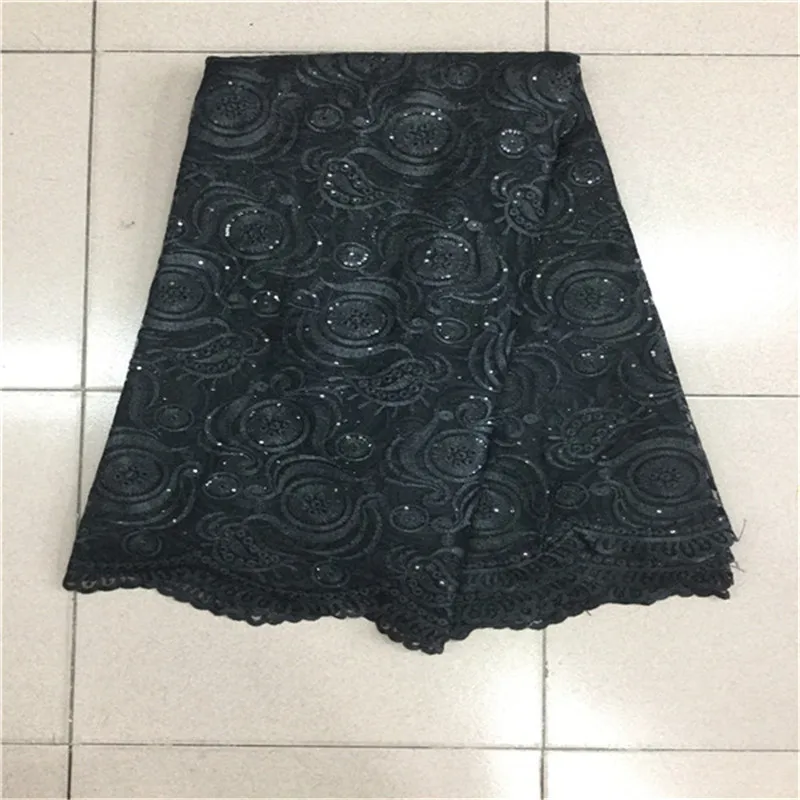 

Free Shipping!! Black Lace Fabric African Tulle Net Lace With Sequins For Evening Dress 2017 Latest Design Wholesale (5yard/lot)
