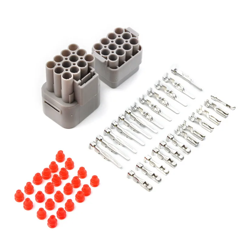 

1Set 12 Pin Way Sealed Electrical Wire Connector Plug Set Male/Female Waterproof 2.2mm to 2.5mm Dupont Terminal Kit for Car Auto