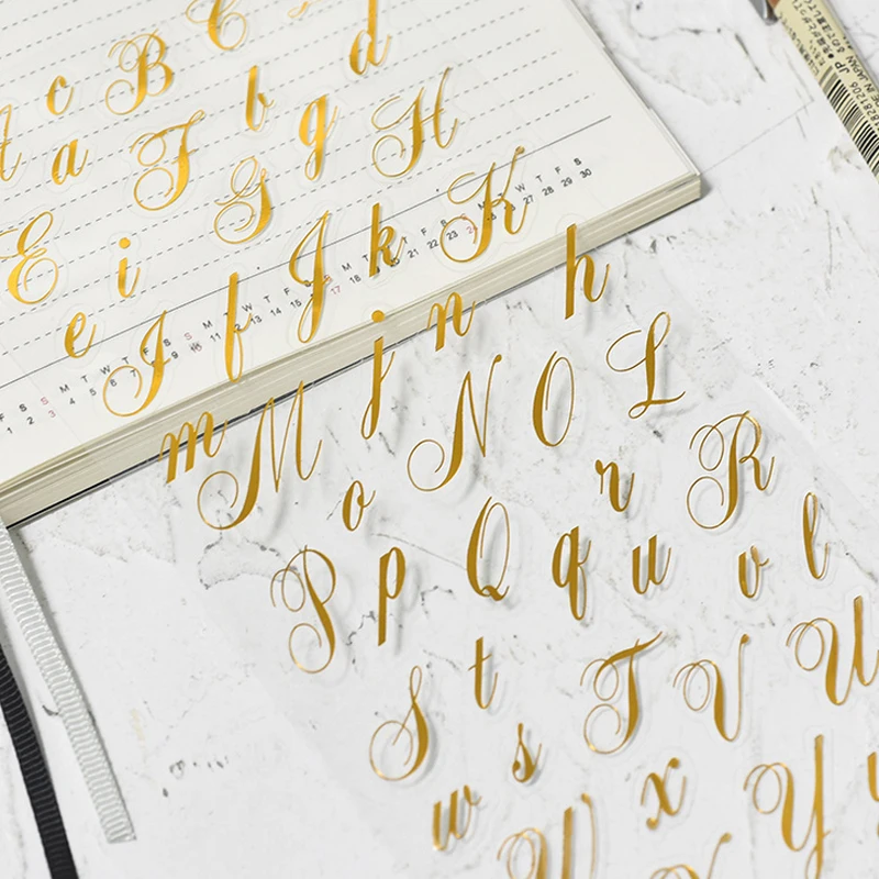 1 pcs Hot stamping sticker golden letter flowers pvc sticker diy Handmade Gift Card album Scrapbook kawaii decoration sticker