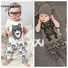 TANGUOANT/Новинка; летняя Стильная хлопковая одежда с короткими рукавами для малышей с изображением маленьких монстров; комплекты одежды для малышей из 2 предметов; одежда для маленьких мальчиков