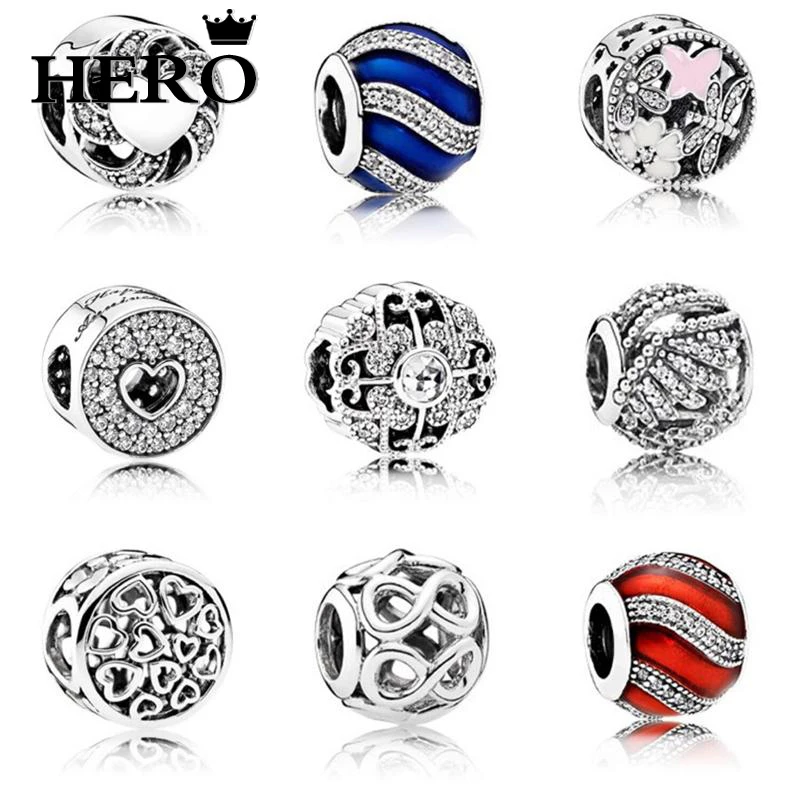 

HERO 100% 925 Sterling Silver Original Copy High Quality 1:1 Multi-Style Multi-Color Hollow-Out Love Beads Logo free mail