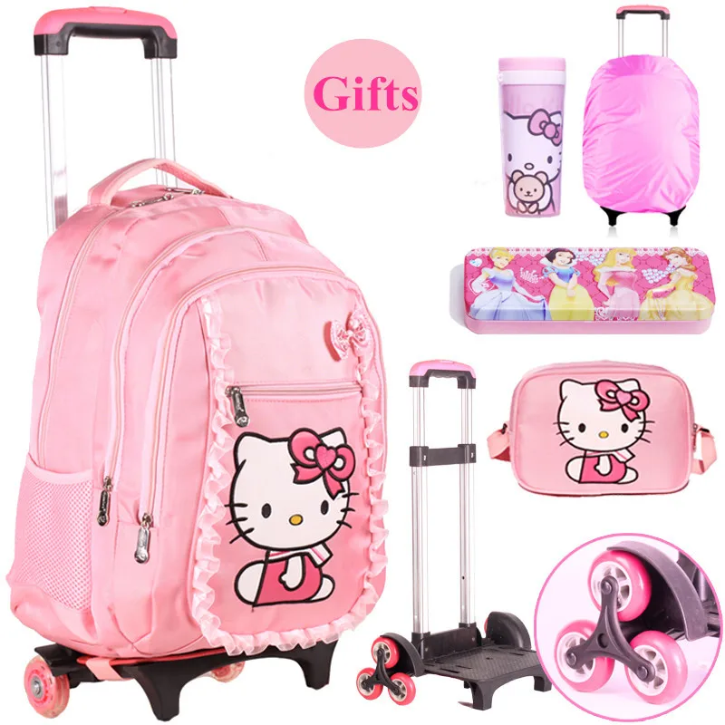 puesta de sol Terminal Química Hello Kitty Children School Bags Mochilas Kids Rolling Backpacks With Wheel  Trolley Luggage For Girls Backpack - School Bags - AliExpress