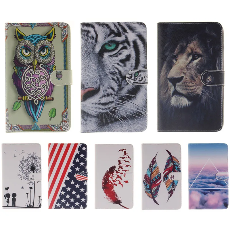 

Flag feather leaf Colorful Cartoon PU Leather Cover For samsung galaxy tab a 7.0 case T280 SM-T280 Tablet Shell Protector B45