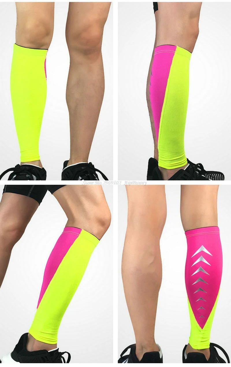 2 шт. Светоотражающие походные RunningCalf рукава спортивные фитнес футбольные щитки ножка дышащие Компрессионные носки гетры