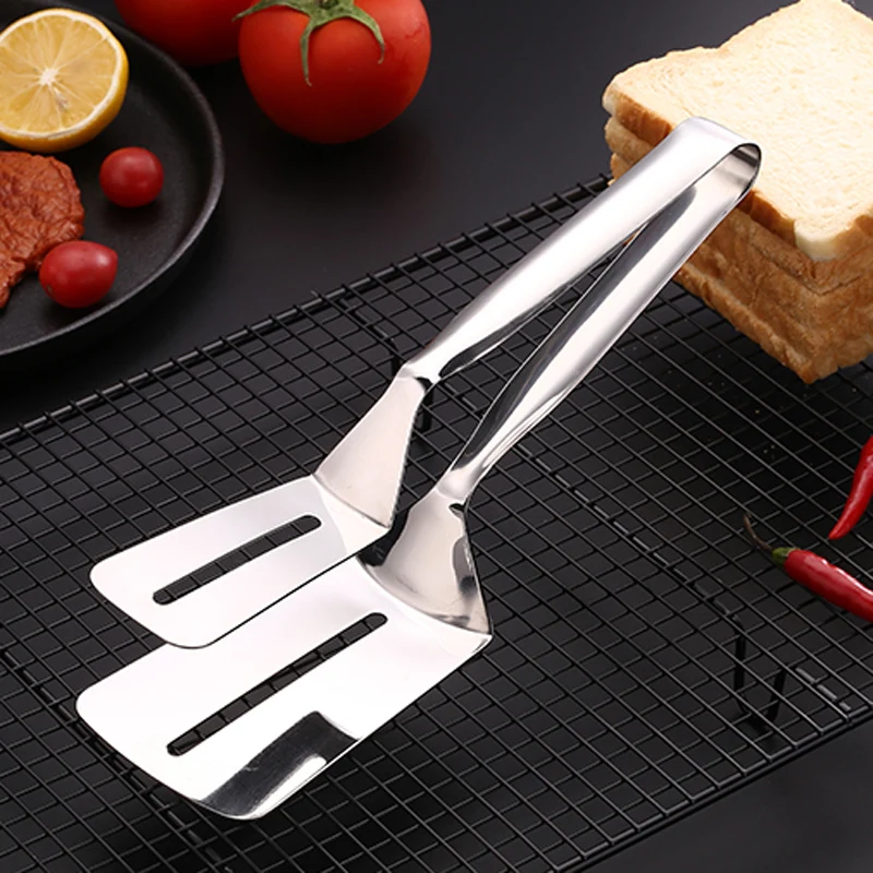 1pc Steak Clamp Stainless Steel Multifunction BBQ Tools Serving Tongs for Salad 