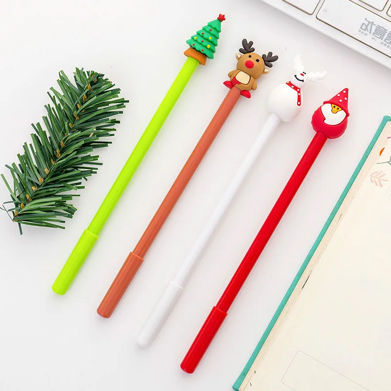 24 PCs Cartoon Christmas Neutral Pen Cute Creative Signature Pen Student Writing Tool School Pen Office Supplies Wholesale christmas pocket book cartoon notebook student notepad writing office school pads