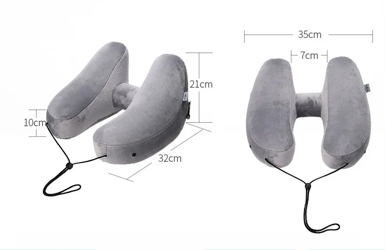 H-образный надувной подголовник 32x35 см, переносная подушка для шеи с колпачком, ПВХ сердечник, воздушный наполнитель, для путешествий, офиса, шейки, домашний текстиль для подушек