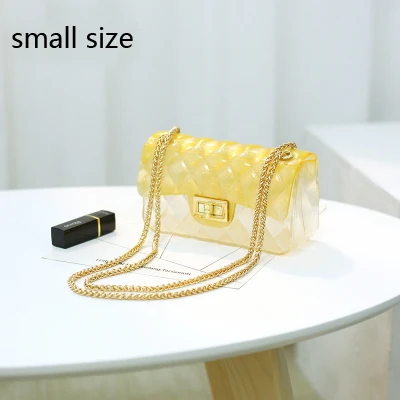 Clear Colorful Transparent jelly Bag Gradient Candy Color Crossbody Bags Designed Ladies Shoulder Chain Messenger Bag - Цвет: yellow white small