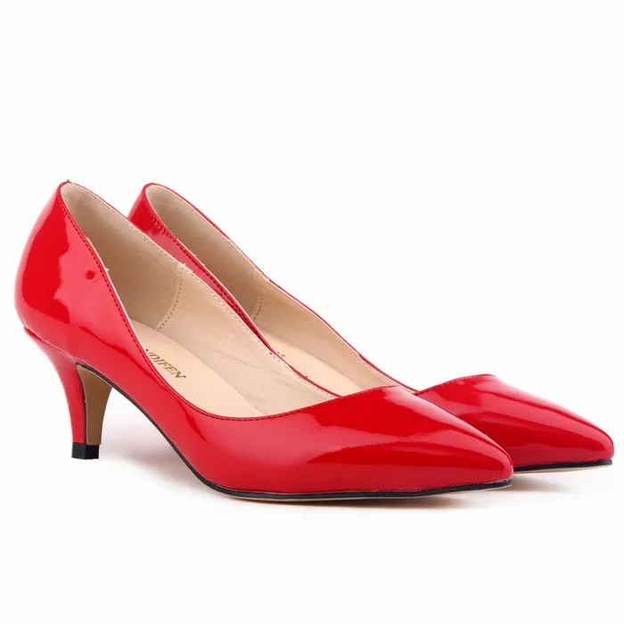 

Women Low Heel Pointed Toe Shallow Mouth Pump Candy Color Comfort Med High Kitten Heels Work Wedding Dress Shoes for Ladies