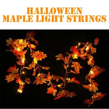 

Halloween 1.5M LED Lighted String Fall Autumn Pumpkin Maple Leaves Garland Decor Party Garden Decoration Lights