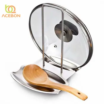 

1PCS Stainless Steel Pan Pot Rack Cover Lid Rest Stand Spoon Holder Home Applicance The Goods For Kitchen Accessories by ACEBON