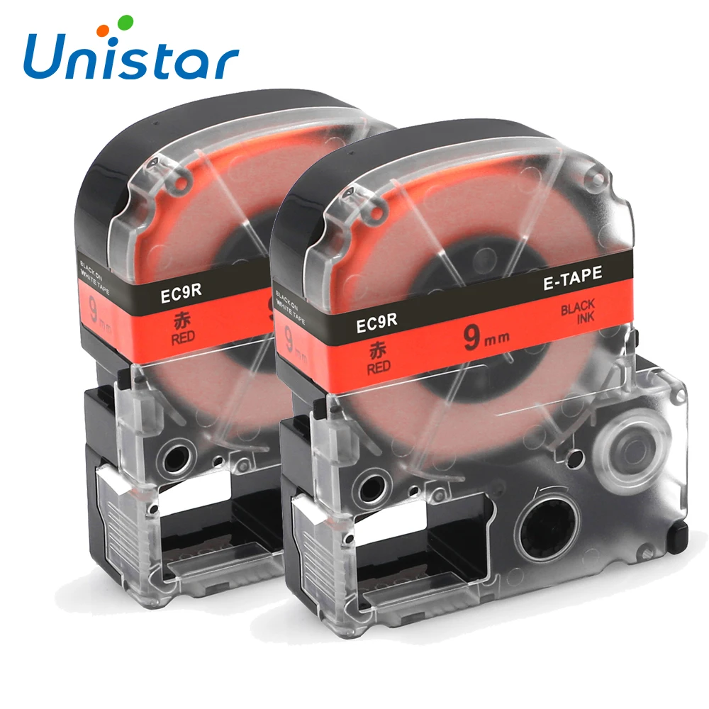 2 Pack SC9R 9mm Black on Red Label Printer Tape For King Jim TEPRA