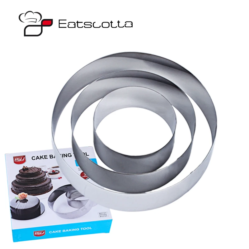 

3PCS/set Stainless Steel Cookie Cutter big round Shape Cookie Mold Fondant Jelly Cake Cutter Mousse Rings baking tool