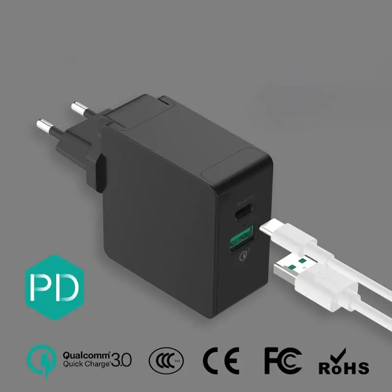 36 Вт QC3.0 PD USB-C два порта быстрое зарядное устройство домашние дорожные настенные быстрый адаптер для зарядки для iPhone samsung Galaxy мобильного телефона