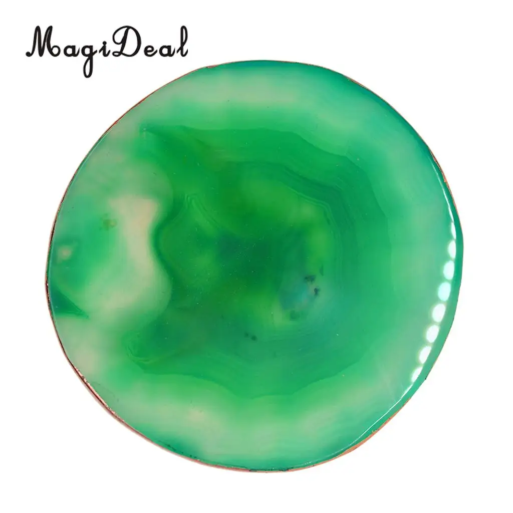 5 Colors Natural Agate Slices, Coasters, Cup Mats, Gold Edge, Crystals Geode Stones Home Decorations, 60-80mm