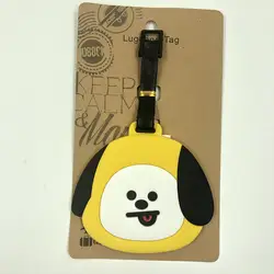 Симпатичные CHIMMY BT21 BTS серии багажные бирки багаж Имя Теги Чемодан Адрес Этикетка Держатель дорожные аксессуары