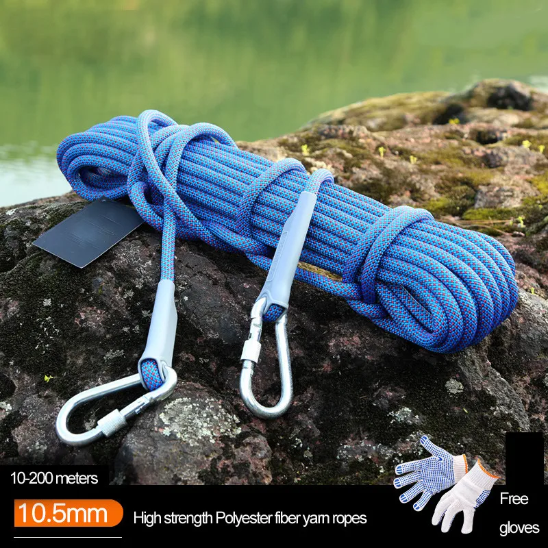 

Professional Climbing Cord Diameter 10.5mm Length 10-200m 25KN High Strength polypropylene Paracord Safety Rope with 2pcs Buckle
