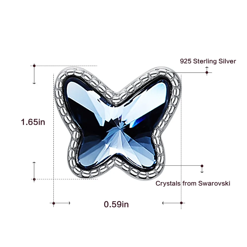 CDE милые 925 пробы серебряные серьги-гвоздики с бабочкой, украшенные кристаллами Swarovski, женские серьги, хорошее ювелирное изделие, подарки