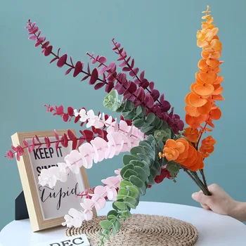 

Artificial Plastic Eucalyptus tree branch for Christmas wedding decoration Flower arrangment small leaves plant faux foliage