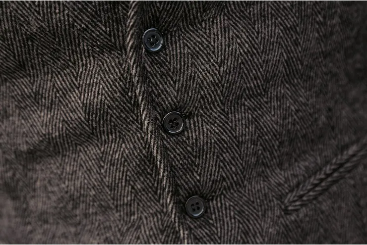 Męskie marki bez rękawów kurtka kamizelka męska garnituru moda męska brytyjski styl Slim Woolen bawełna Single breasted Vintage kamizelka -
